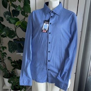 Modern English size XL Men's Blue Micro-Print Button-Up Shirt NWT